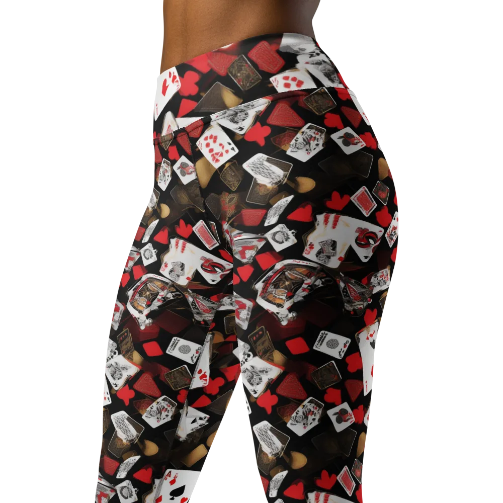 Royal Shuffle on Yoga Leggings — Left Front