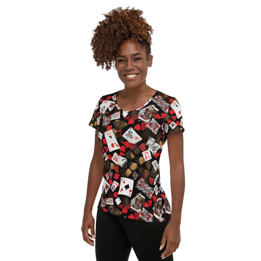 Royal Shuffle on Women's Athletic T-Shirt — Left