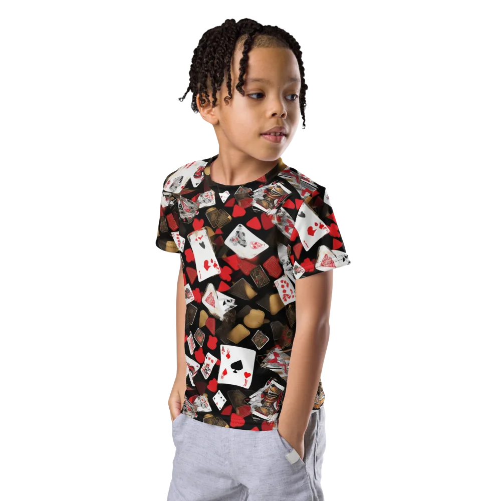 Royal Shuffle on Kids Crew Neck T-Shirt — Left Front
