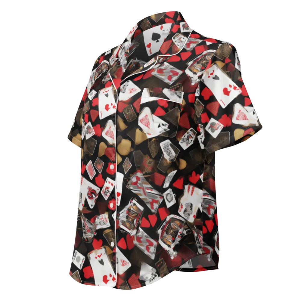 Royal Shuffle on Women's Short Sleeve Pajama Top — Left Front