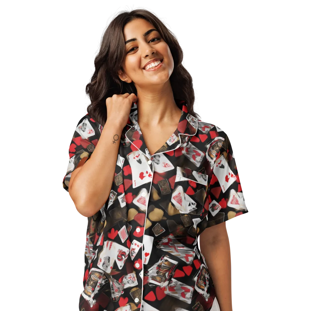 Royal Shuffle on Women's Short Sleeve Pajama Top — Front