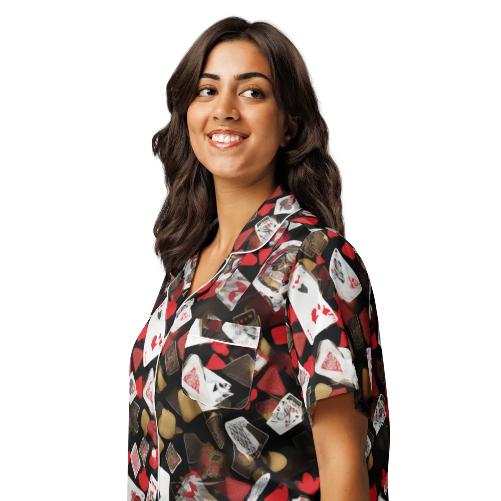 Royal Shuffle on Women's Short Sleeve Pajama Top — Left Front