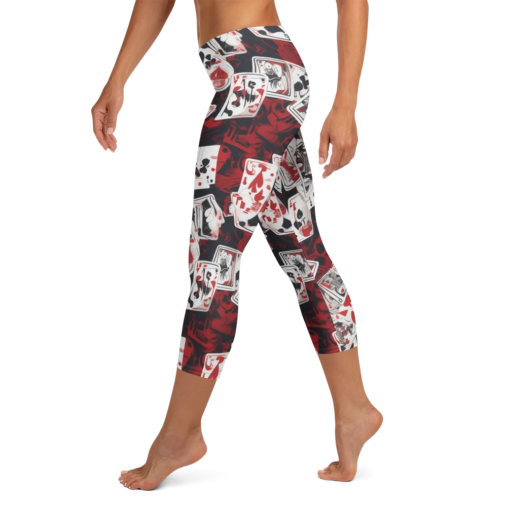 Royal Flush Riot on Capri Leggings — Left
