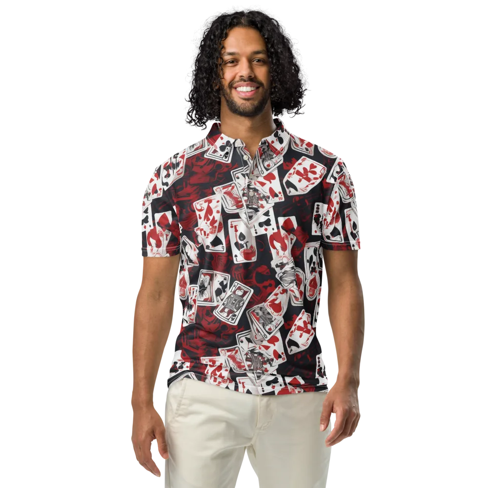Royal Flush Riot on Men's Slim Fit Polo Shirt — Front