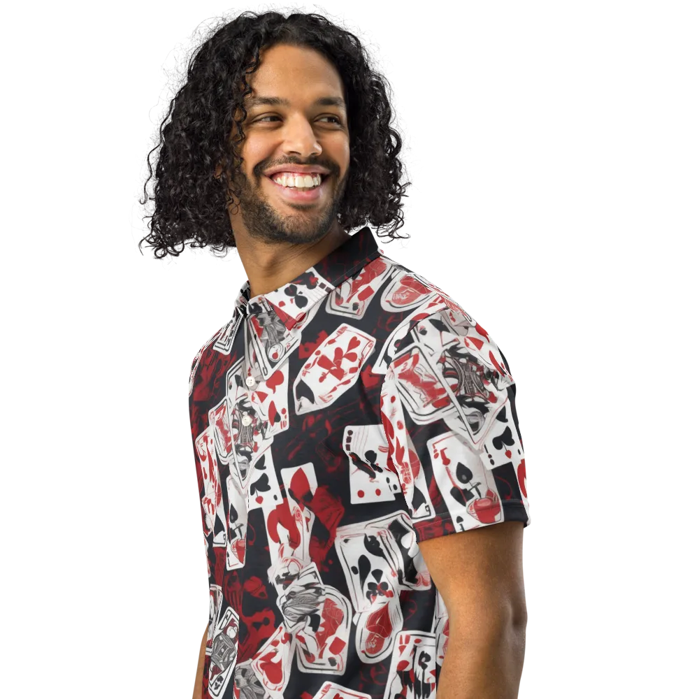 Royal Flush Riot on Men's Slim Fit Polo Shirt — Left Front