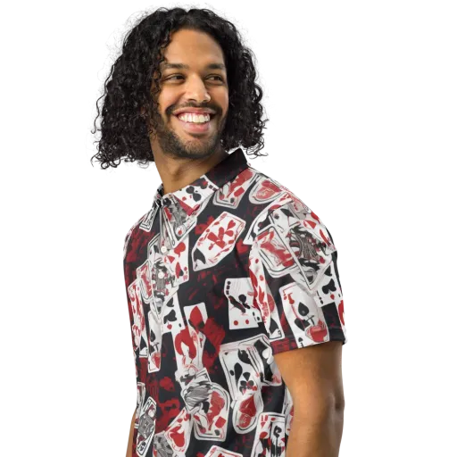 Royal Flush Riot on a Men's Slim Fit Polo Shirt