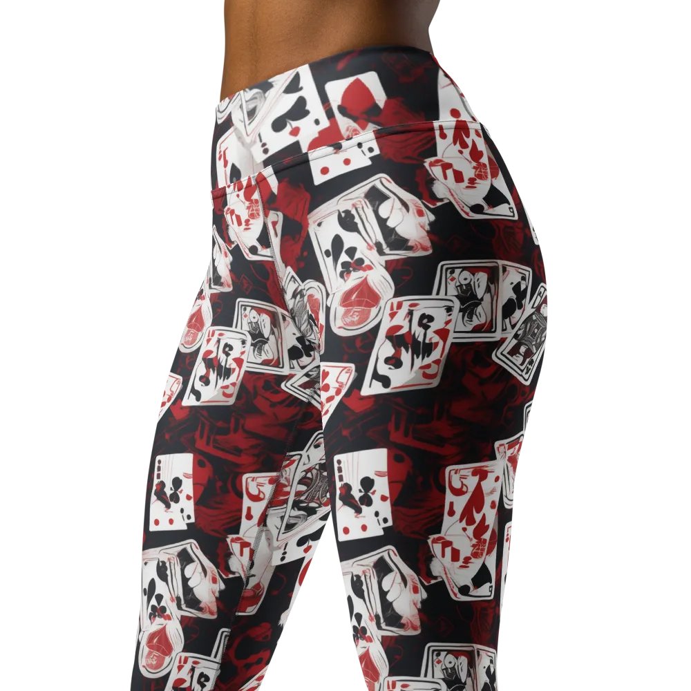 Royal Flush Riot on Yoga Leggings — Left Front