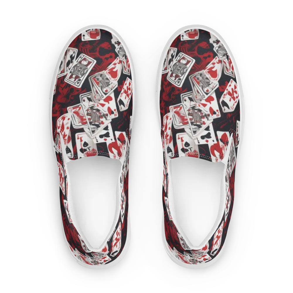Royal Flush Riot on Men's Slip-On Canvas Shoes — Front