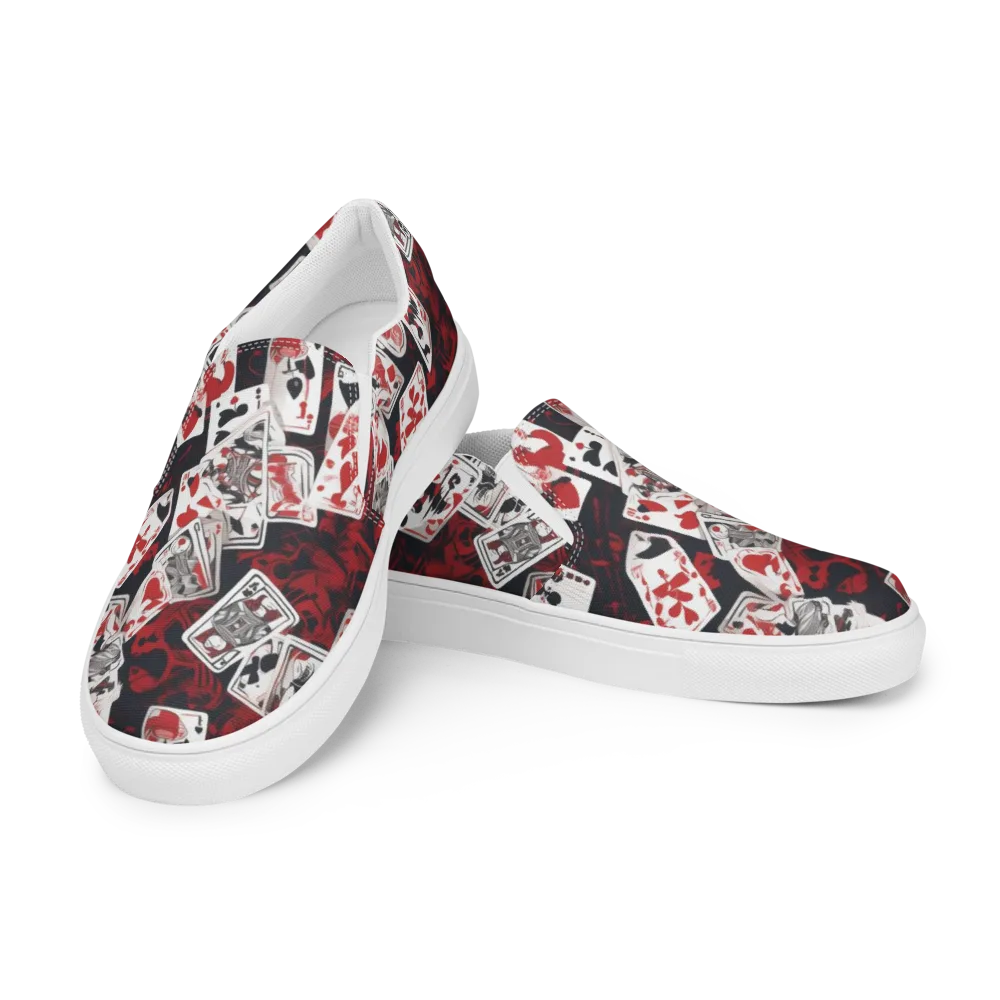 Royal Flush Riot on Men's Slip-On Canvas Shoes — Left Front
