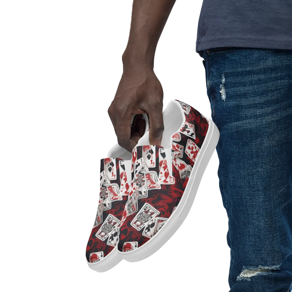 Royal Flush Riot on Men's Slip-On Canvas Shoes — Left Front