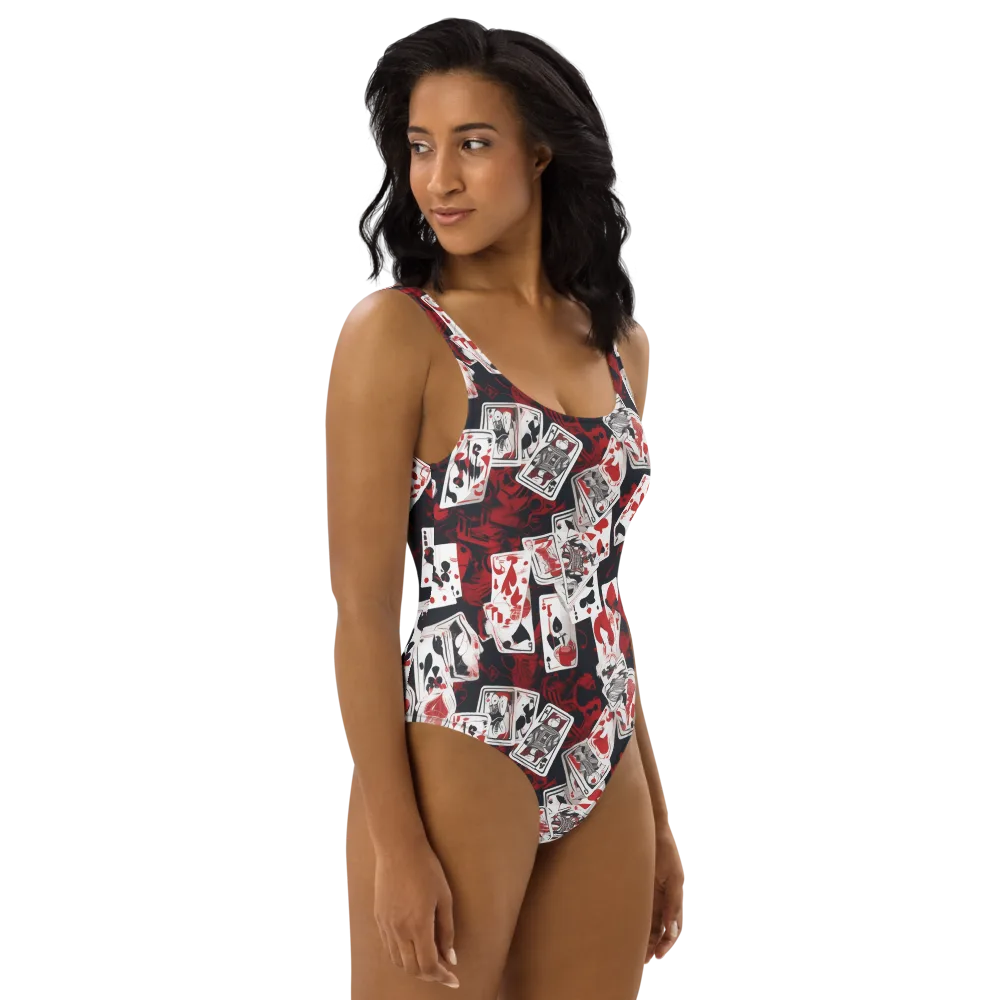 Royal Flush Riot on One-Piece Swimsuit — Right
