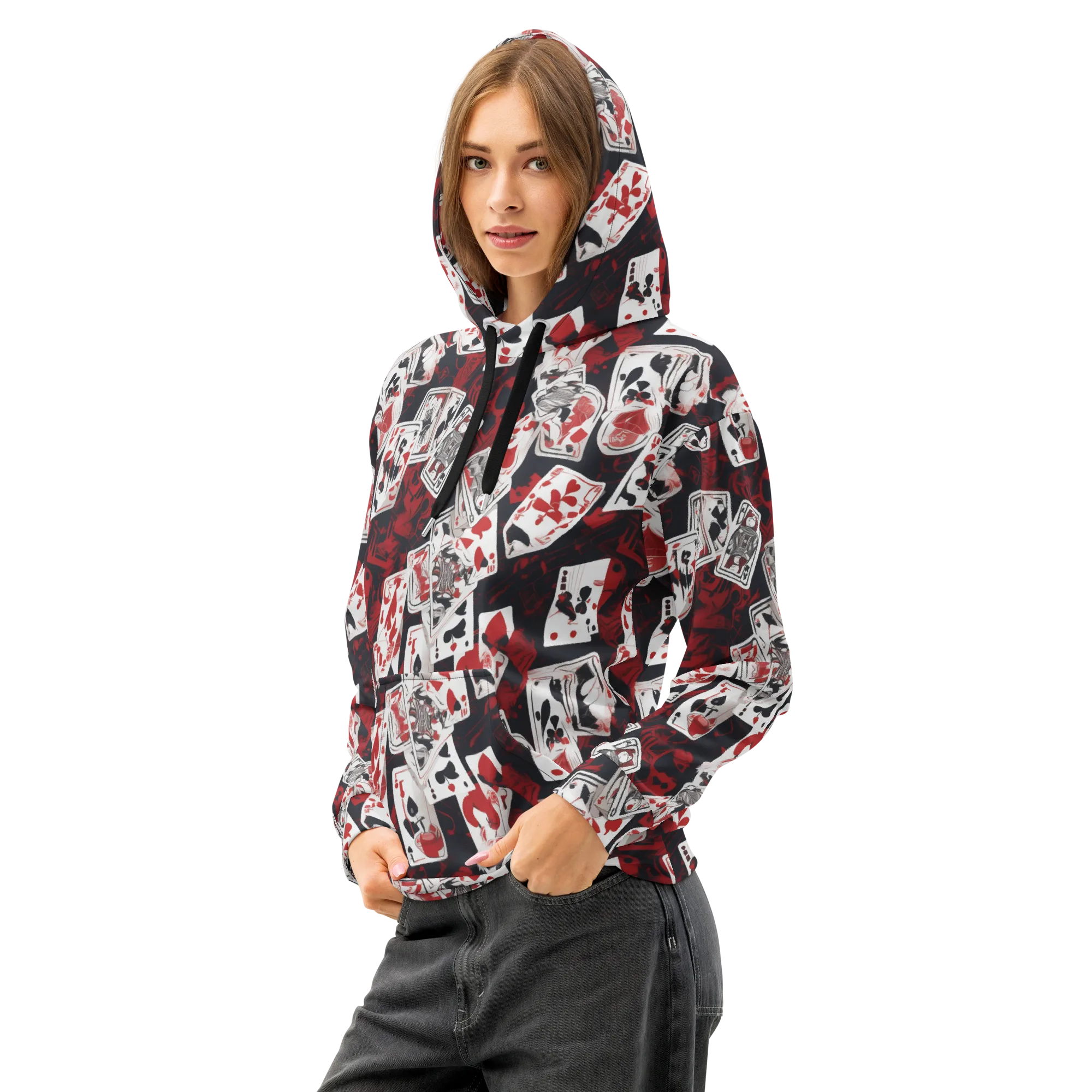 Royal Flush Riot on Cotton Hoodie — Left Front