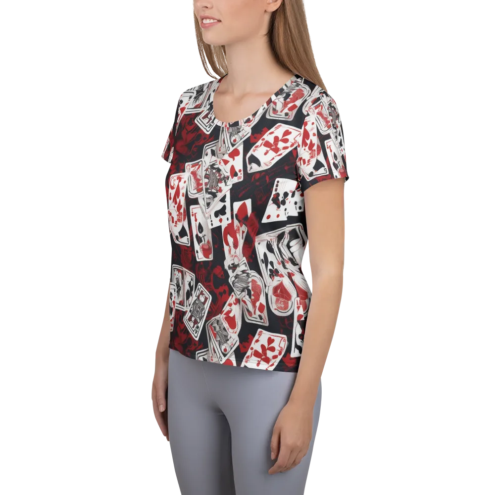 Royal Flush Riot on Women's Athletic T-Shirt — Left