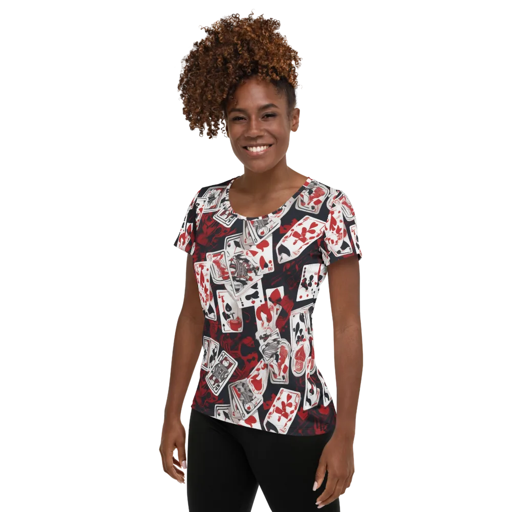 Royal Flush Riot on Women's Athletic T-Shirt — Left