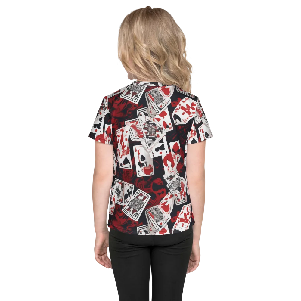 Royal Flush Riot on Kids Crew Neck T-Shirt — Back