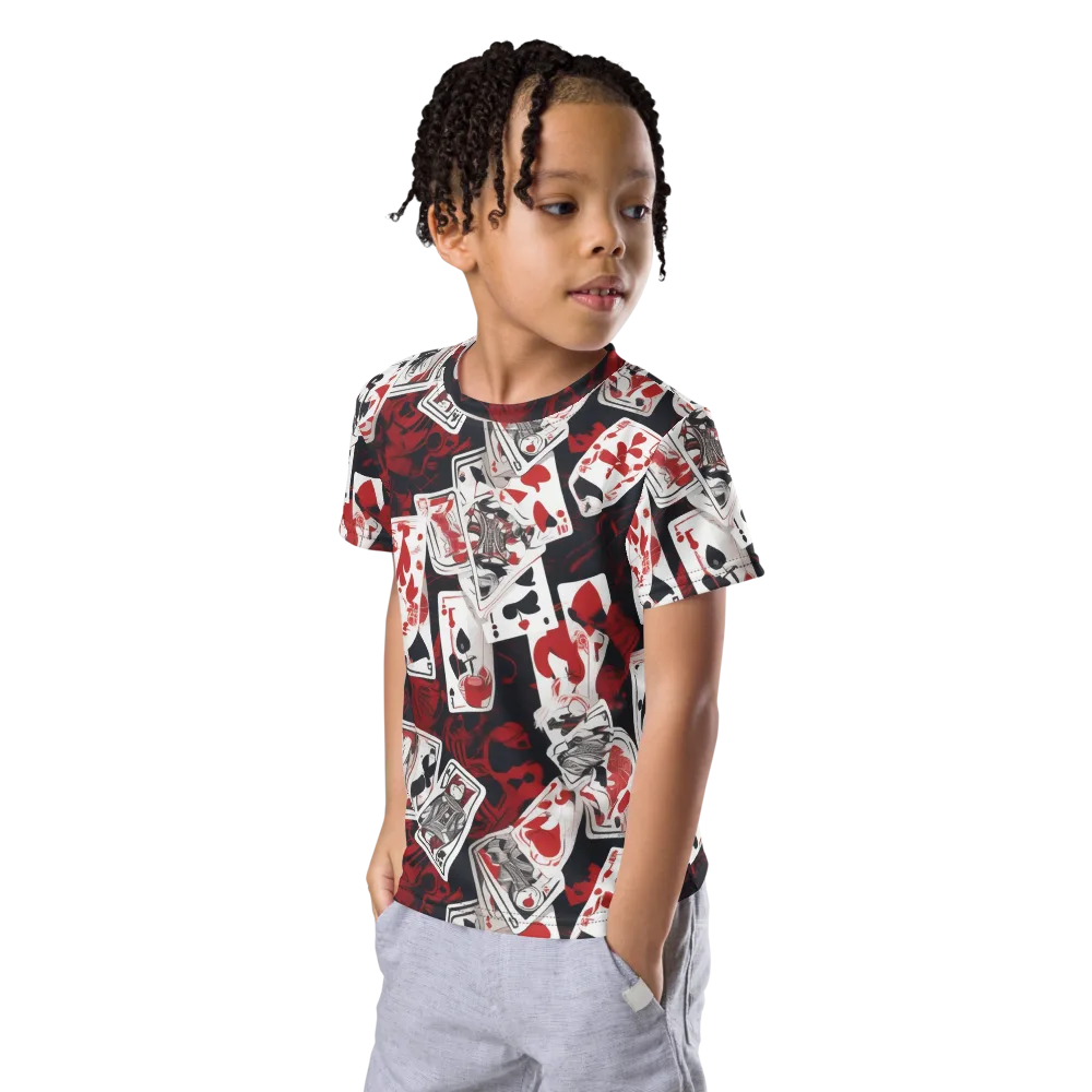 Royal Flush Riot on Kids Crew Neck T-Shirt — Left Front