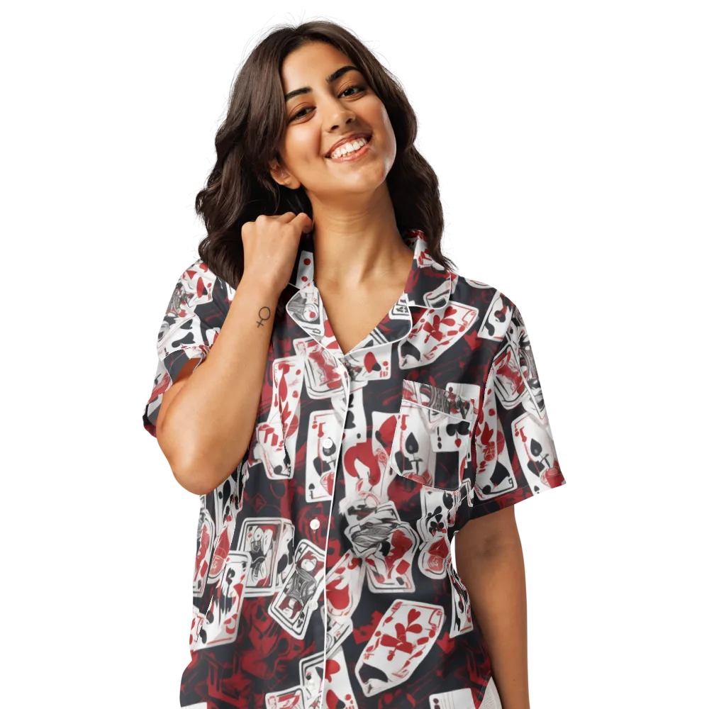 Royal Flush Riot on Women's Short Sleeve Pajama Top — Front