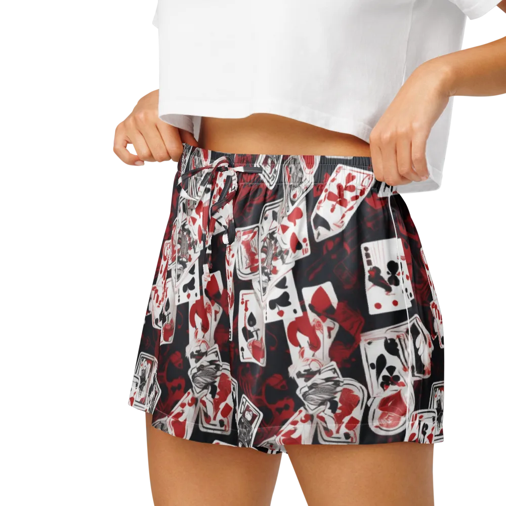 Royal Flush Riot on Women's Pajama Shorts — Left
