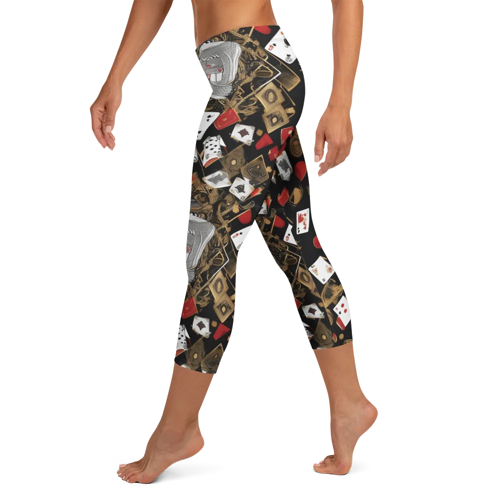Gilded Gambit on Capri Leggings — Left