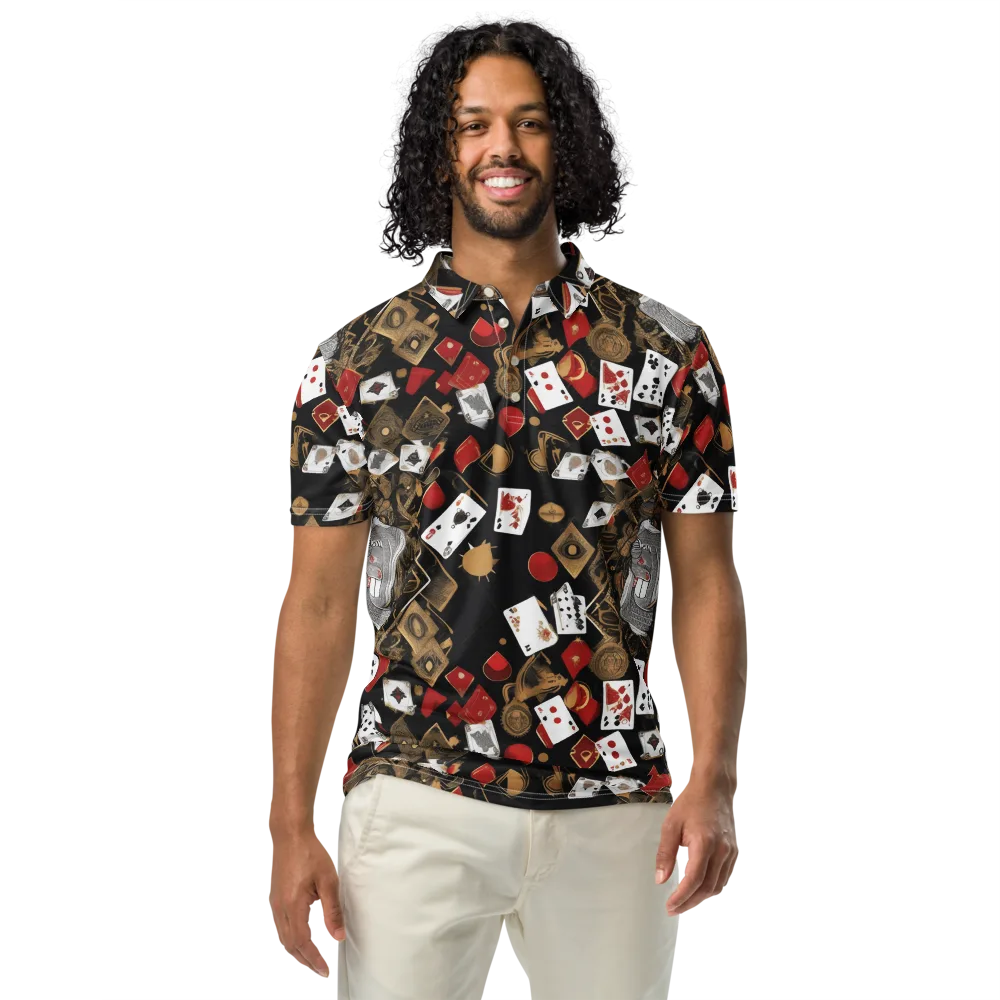 Gilded Gambit on Men's Slim Fit Polo Shirt — Front