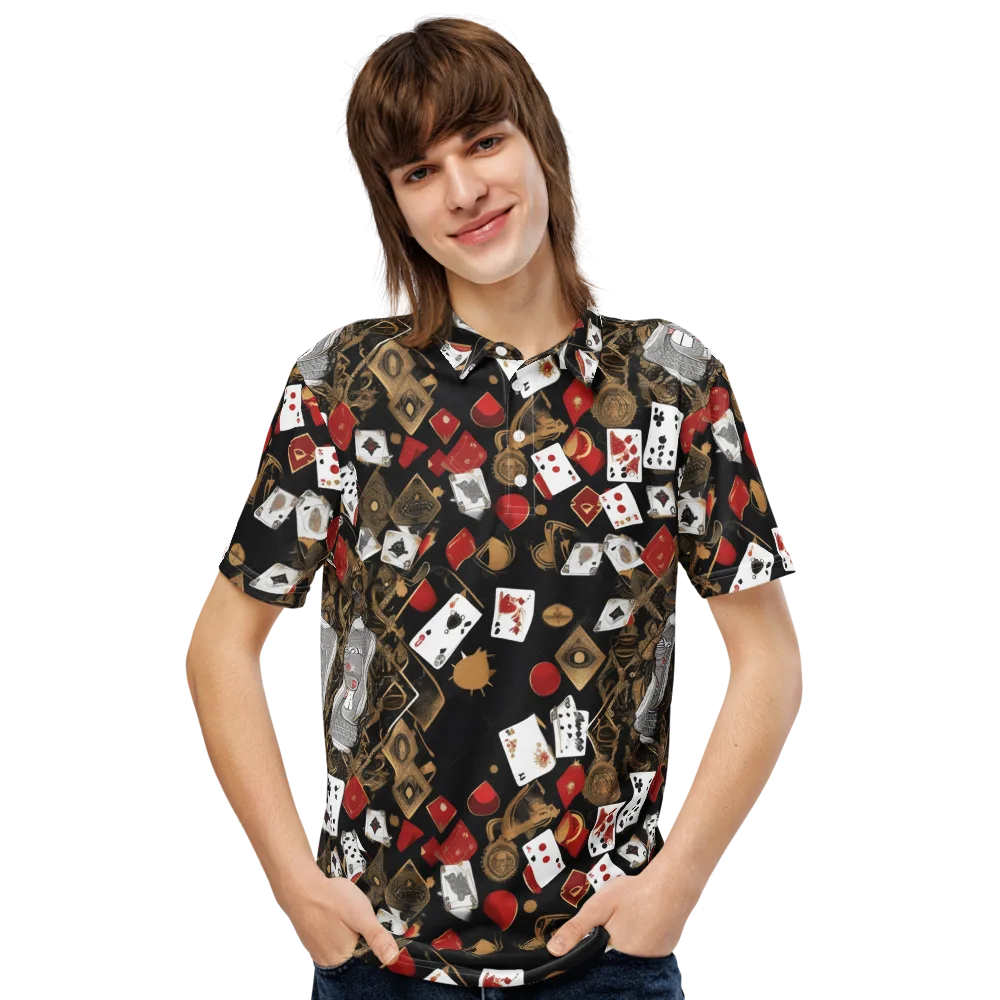 Gilded Gambit on Men's Slim Fit Polo Shirt — Front