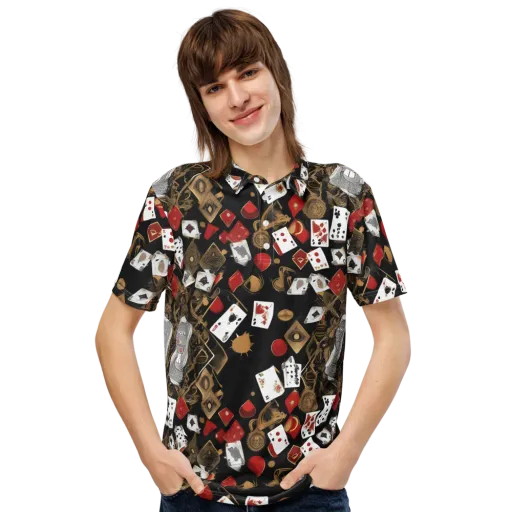 Gilded Gambit on a Men's Slim Fit Polo Shirt