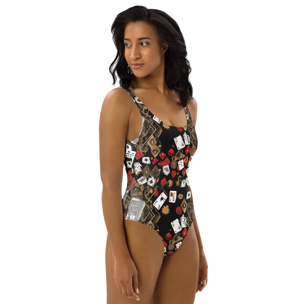 Gilded Gambit on One-Piece Swimsuit — Right