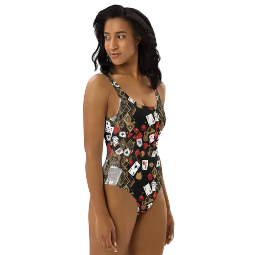 Gilded Gambit on a One-Piece Swimsuit