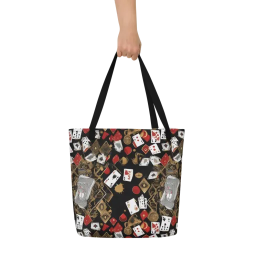 Gilded Gambit on a Large Tote Bag W/ Pocket