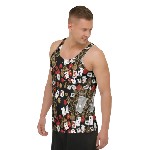 Gilded Gambit on a Men's Tank Top
