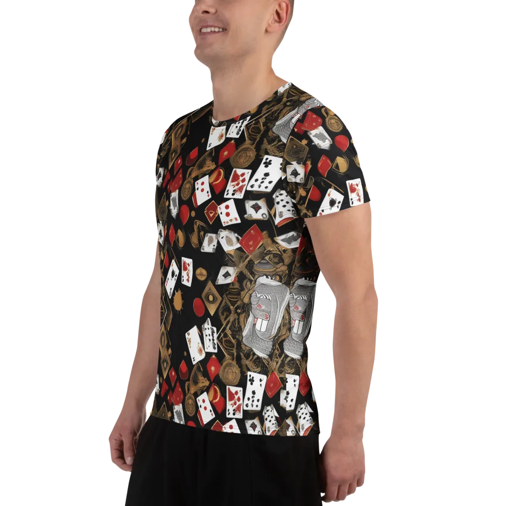 Gilded Gambit on Men's Athletic T-Shirt — Left