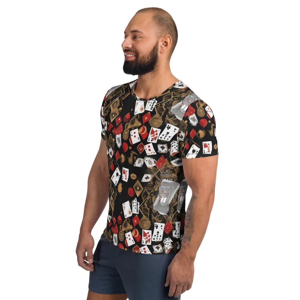 Gilded Gambit on Men's Athletic T-Shirt — Left