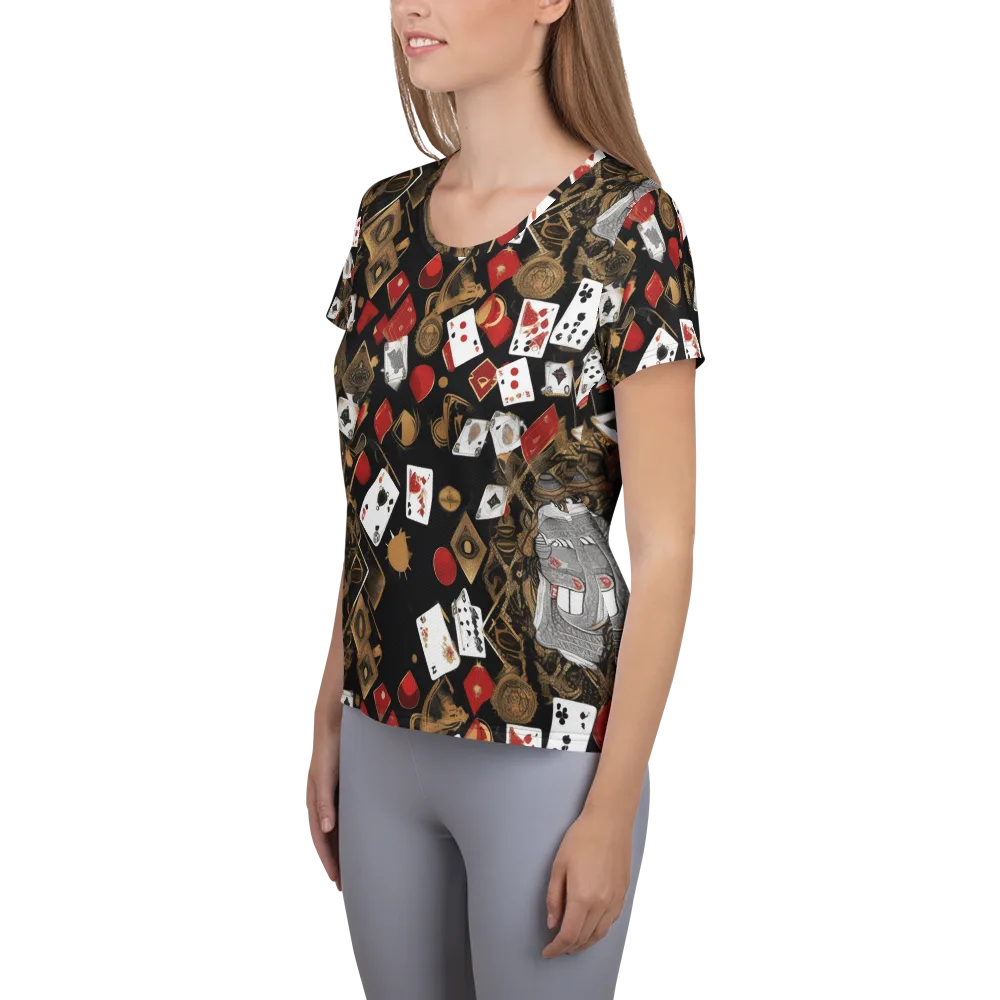 Gilded Gambit on Women's Athletic T-Shirt — Left
