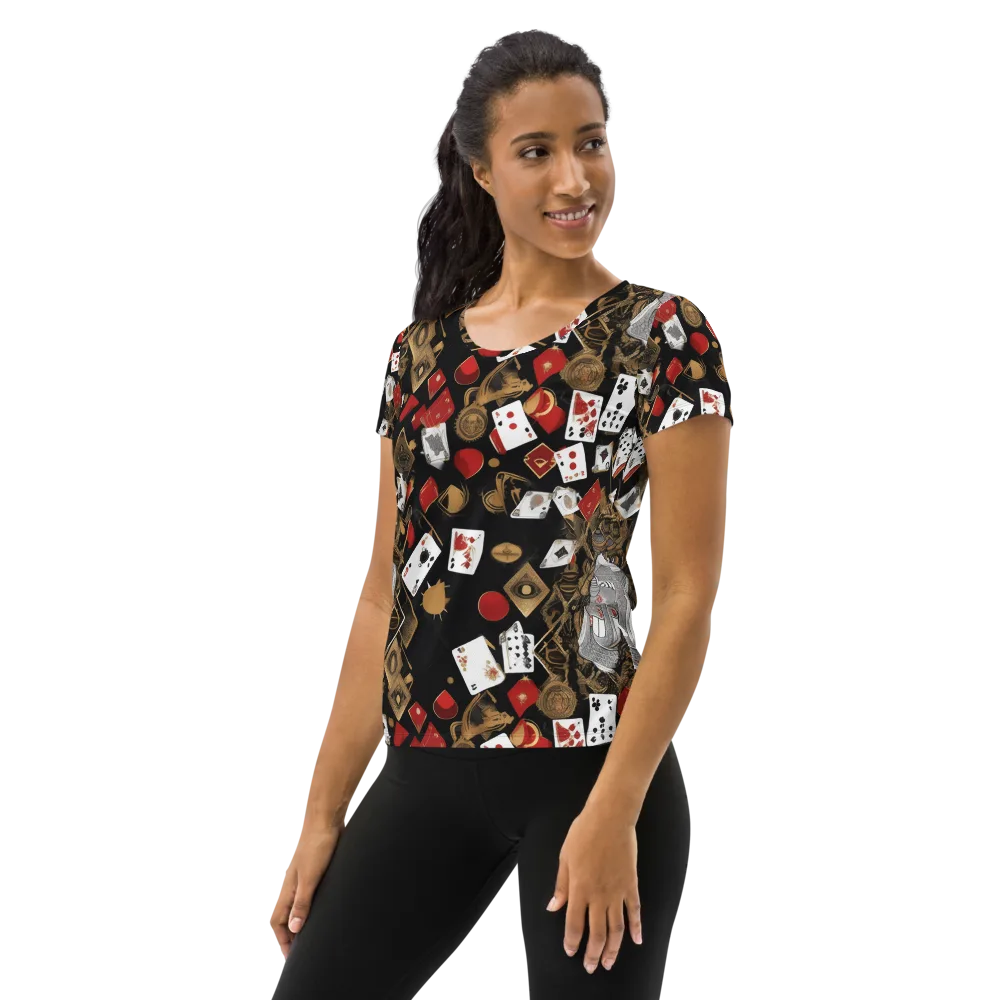 Gilded Gambit on Women's Athletic T-Shirt — Left