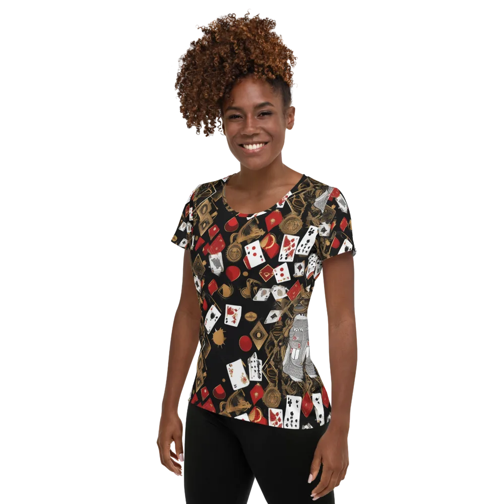 Gilded Gambit on Women's Athletic T-Shirt — Left