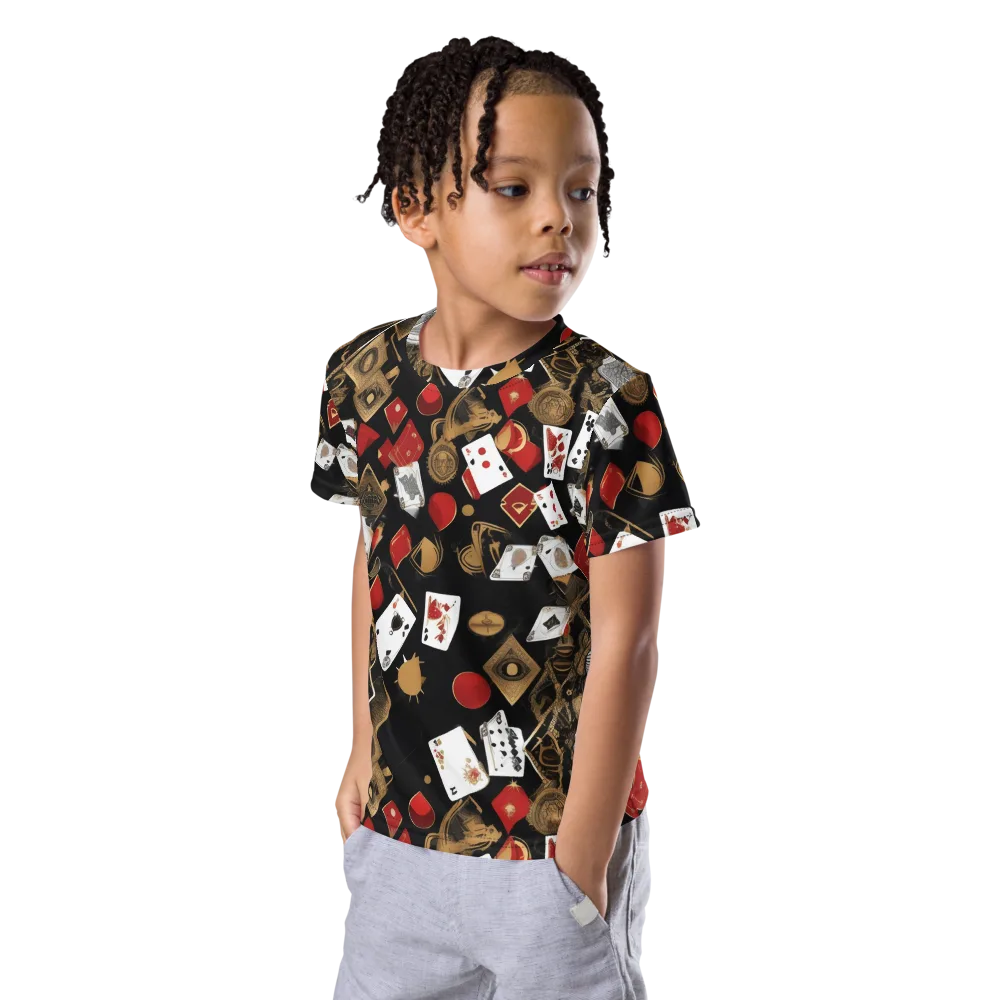 Gilded Gambit on Kids Crew Neck T-Shirt — Left Front