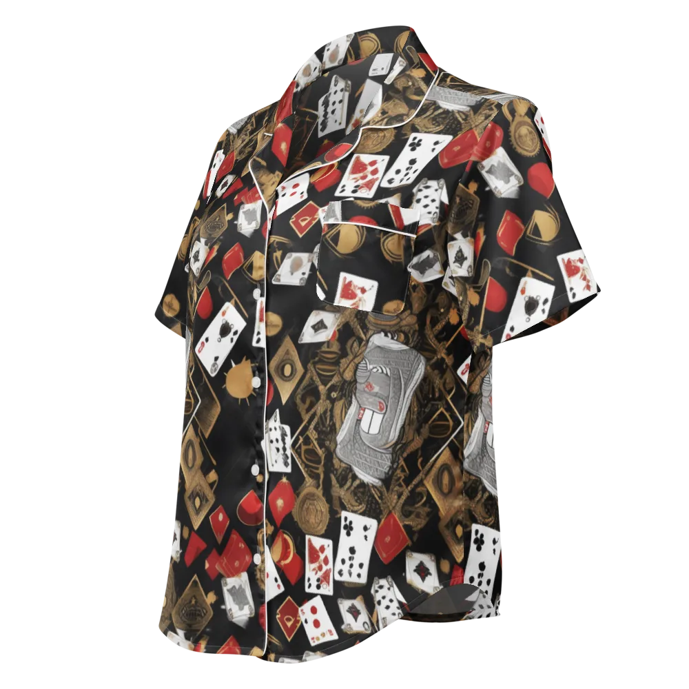 Gilded Gambit on Women's Short Sleeve Pajama Top — Left Front