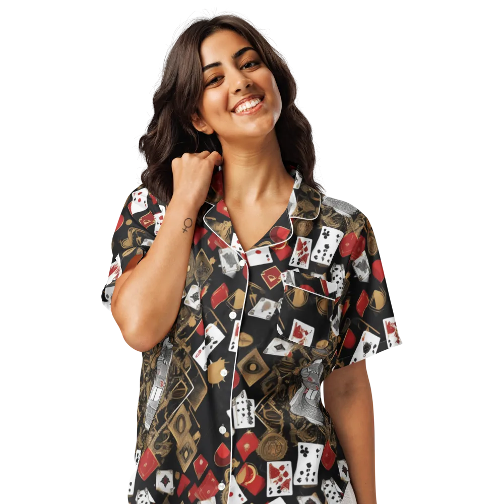 Gilded Gambit on Women's Short Sleeve Pajama Top — Front