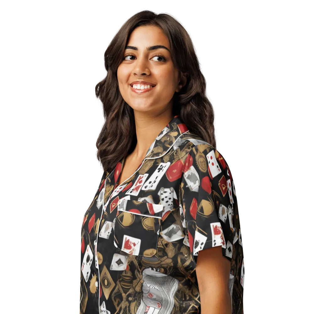 Gilded Gambit on Women's Short Sleeve Pajama Top — Left Front