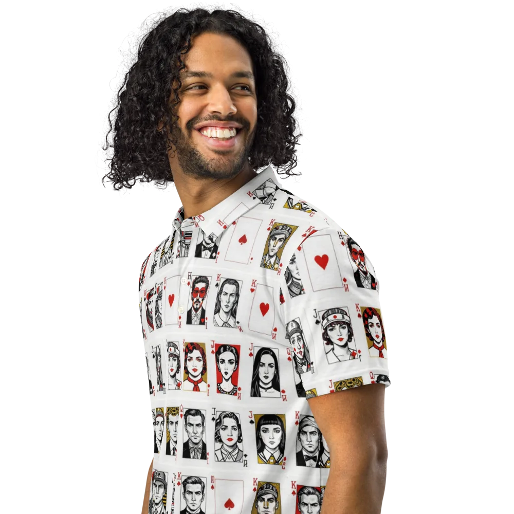 House of Faces on Men's Slim Fit Polo Shirt — Left Front