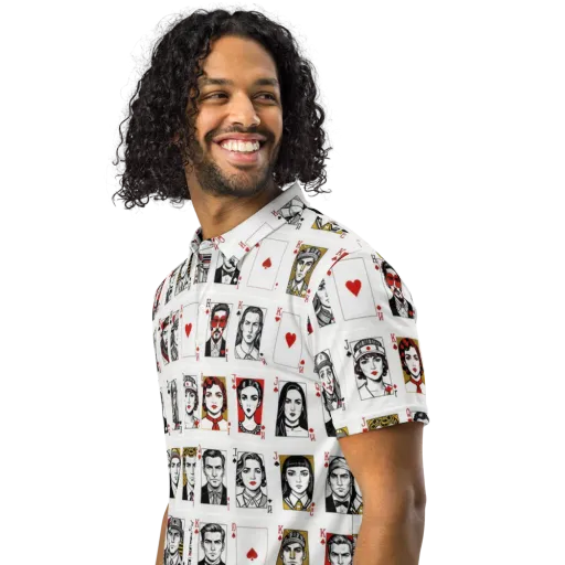 House of Faces on a Men's Slim Fit Polo Shirt