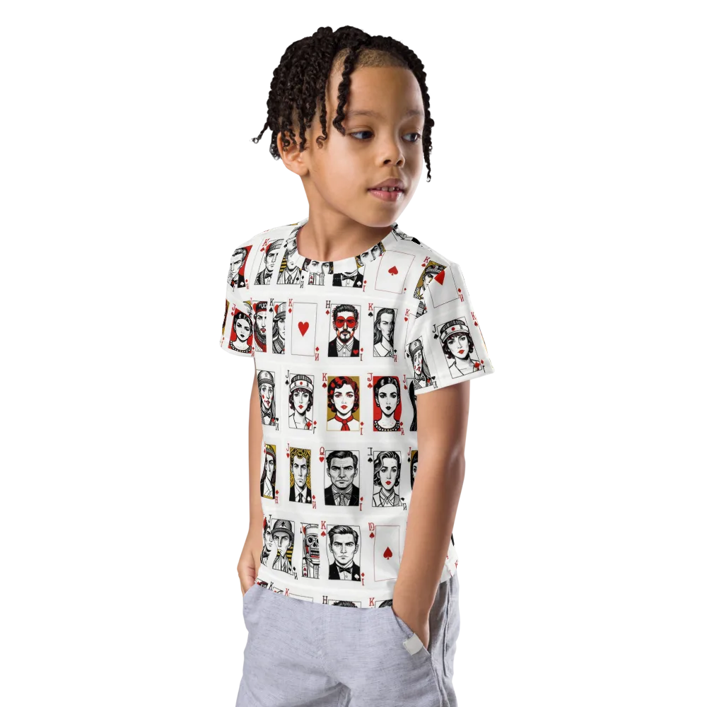 House of Faces on Kids Crew Neck T-Shirt — Left Front