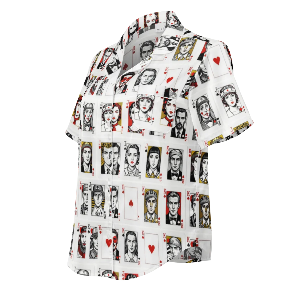 House of Faces on Women's Short Sleeve Pajama Top — Left Front
