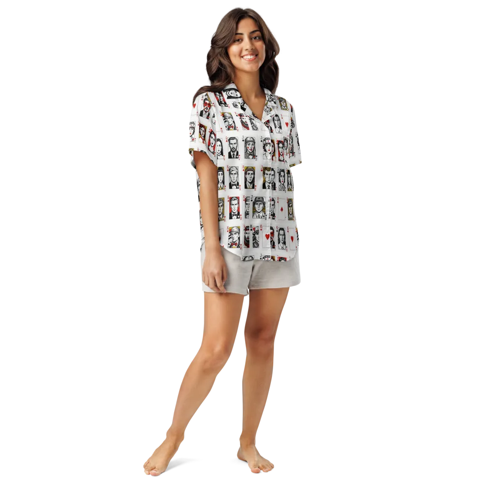 House of Faces on Women's Short Sleeve Pajama Top — Front