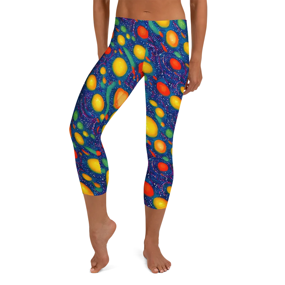 Cosmic Citrus on Capri Leggings — Front