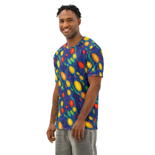 Cosmic Citrus on a Men's Cotton Crew Neck T-Shirt