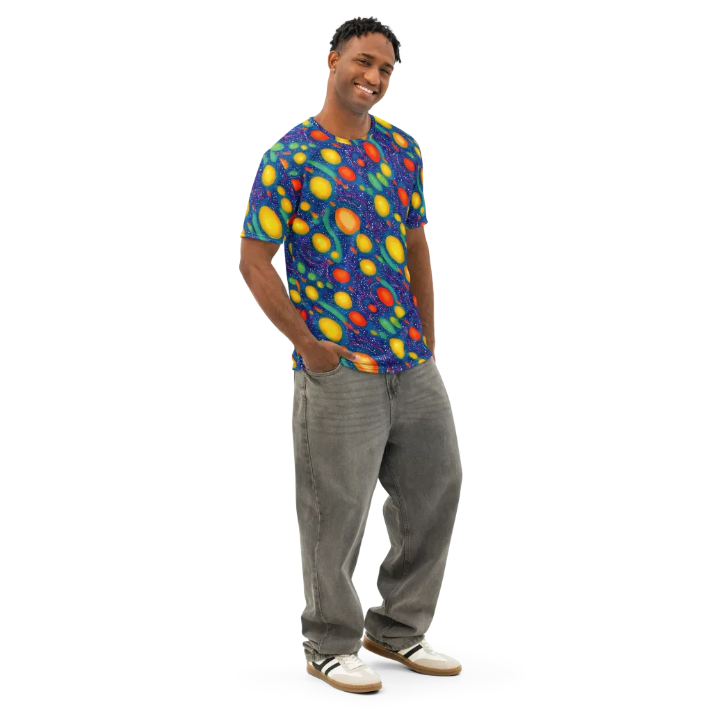 Cosmic Citrus on Men's Cotton Crew Neck T-Shirt — Right Front
