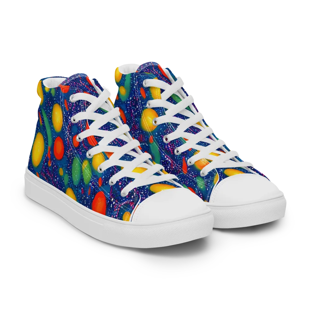 Cosmic Citrus on Men's High Top Canvas Shoes — Right Front
