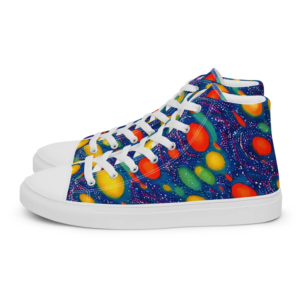 Cosmic Citrus on Men's High Top Canvas Shoes — Left