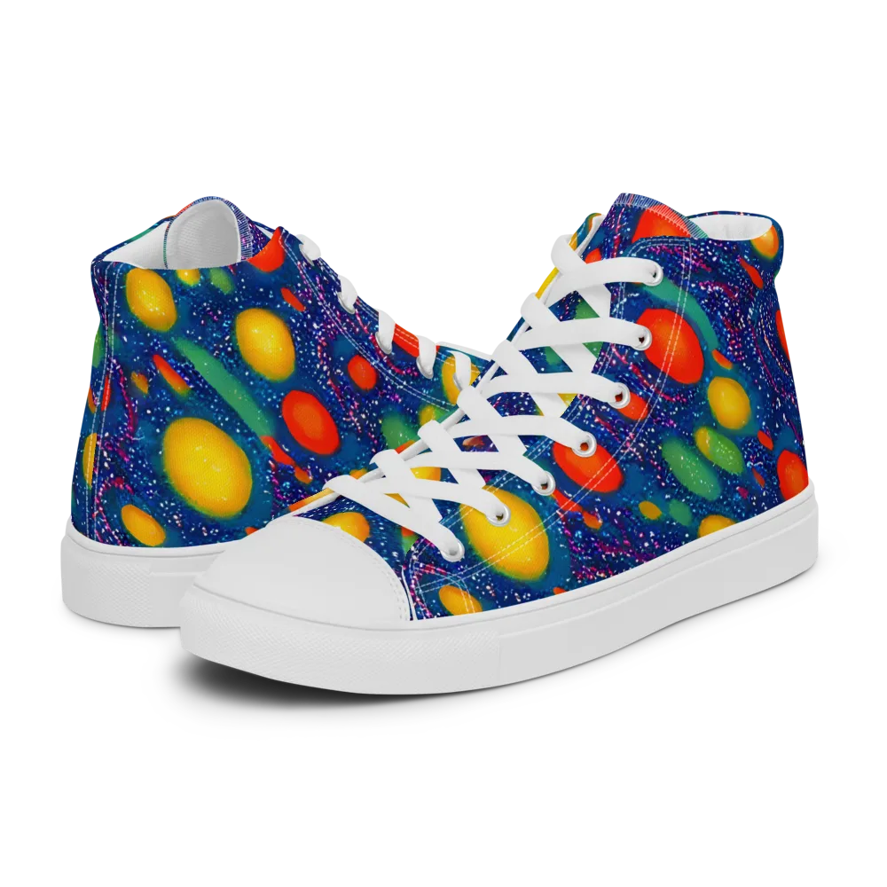 Cosmic Citrus on Men's High Top Canvas Shoes — Left